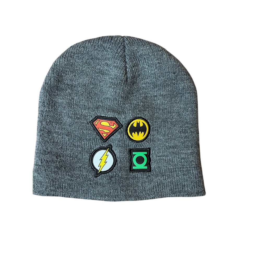 Justice League DC Comics Superhero Logo Beanie Hat Kids Gray